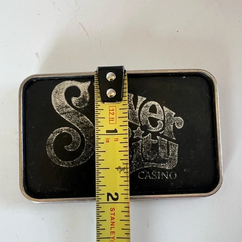 Vintage Silver City Casino Belt Buckle Gambler Gambling 70s Las Vegas